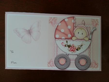 Baby Girl in Pram Money Wallet by Stella Reynolds