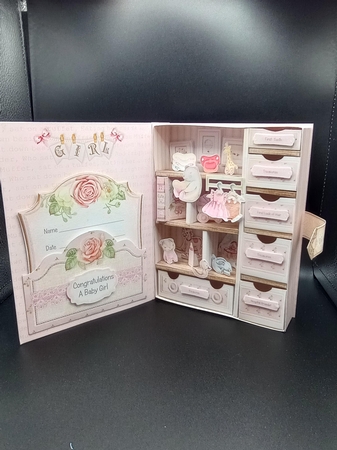 Cute as a Button Baby Girl - Large 3D Curiosity Book Box by Stephanie Bardelli
