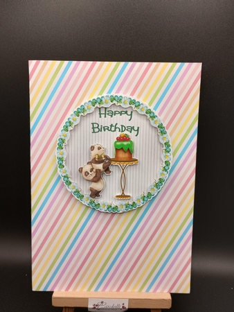 Cake Yum Yum - 6 inch circular topper with decoupage by Stephanie Bardelli