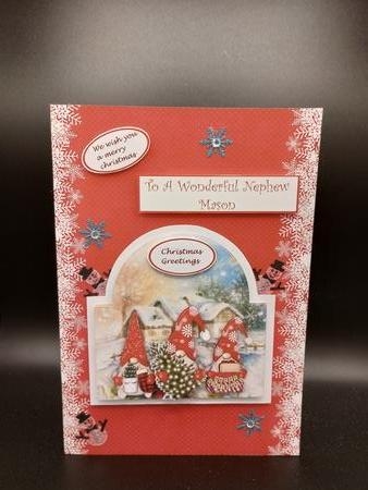 Shaped card Christmas gnomies by Stephanie Bardelli