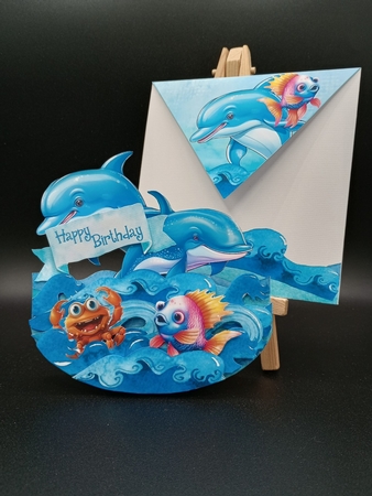 Cmon Get Happy in the Ocean 1 Rocker Card by Stephanie Bardelli