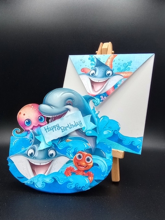 Cmon Get Happy in the Ocean 5 Rocker Card by Stephanie Bardelli