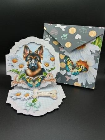 Give the Dog a Bone 9 Shaped Easel Card by Stephanie Bardelli