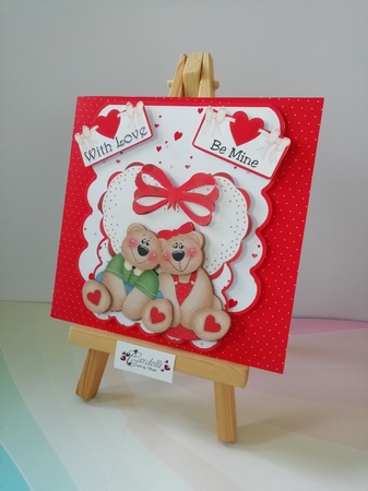 Beary in Love - Scalloped Easel Card by Stephanie Bardelli