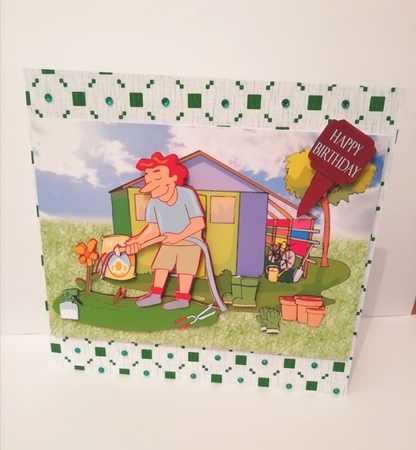 Dad in the Garden Fathers Day, Happy Birthday Decoupage by Stephanie Bardelli