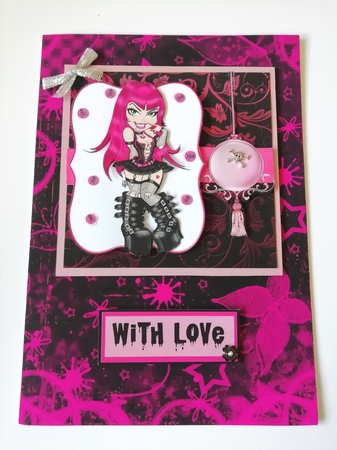 Devastatia -  Sexy Goth Birthday Bracket Shaped Pyramid Card by Stephanie Bardelli