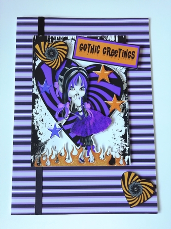 Pretty Gothic Girl with Psychedelic Purple/orange Background by Stephanie Bardelli