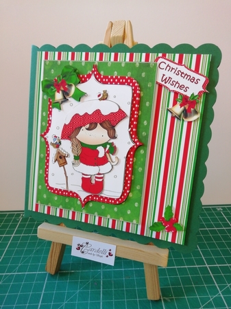 Izzy's Snowy Umbrella Red Quick Card by Stephanie Bardelli