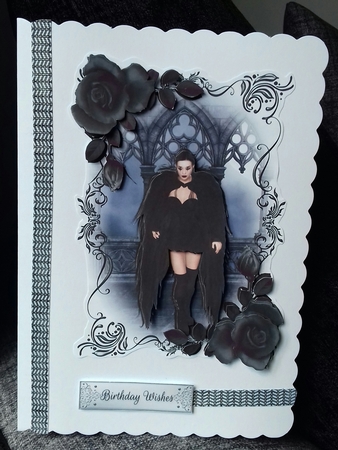 Gothic Winged Beauty & Black Roses by Stephanie Bardelli