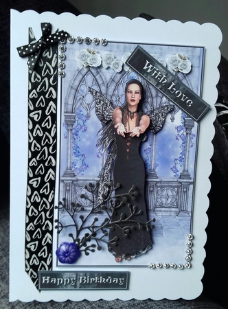 Gothic Black Fairy and White Roses. by Stephanie Bardelli