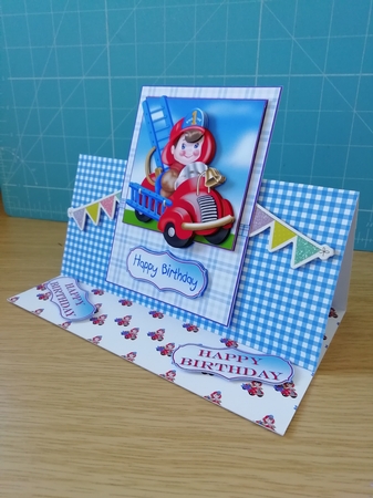 Little Fireman Card Front and Decoupage by Stephanie Bardelli