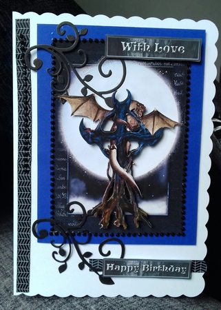 Gothic Cross, Dragon & Full Moon by Stephanie Bardelli