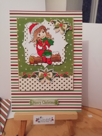 Girl with Kitten Christmas Quick Card by Stephanie Bardelli