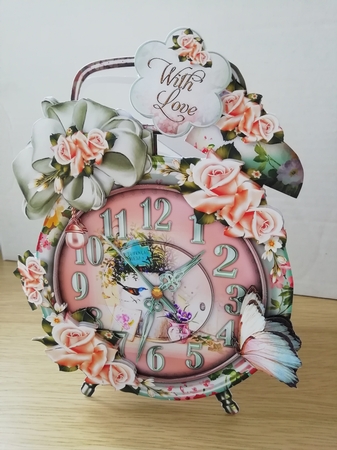 Vintage Clock with Peach Roses Card Mini Kit by Stephanie Bardelli