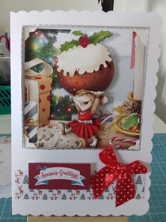Mrs Christmas Pudding Mouse 8x8 Quick Card by Stephanie Bardelli