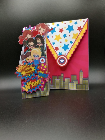 My Super Hero Girl Power - Pop Up Box Card and Envelope Kit by Stephanie Bardelli