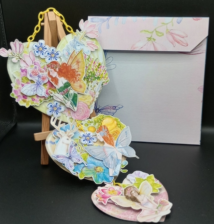 Fantasy Fairies & Unicorns Hanging Hearts Trio by Stephanie Bardelli