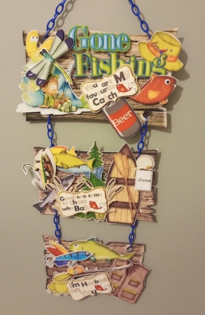 What a Catch Hanging Wood Sign Trio by Stephanie Bardelli