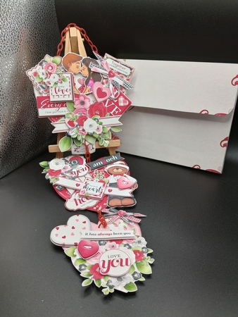 Sealed with a Kiss Valentine Hanging Hearts Trio by Stephanie Bardelli