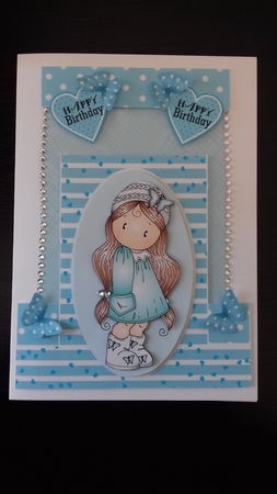 Chloe in Knitted Hat Stepper Card Blue Mini Kit by Stephanie Bardelli