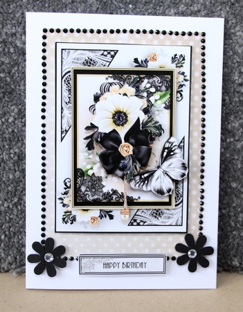 A5 Black and White Lace Flora Card Kit by Stephanie Bardelli