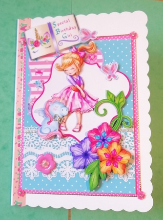 Dancing with Unicorns #2, 5x7 Card Front with Decoupage by Stephanie Bardelli