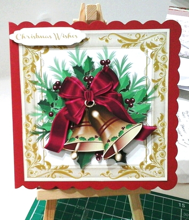 Beautiful Gold Bells and Red Ribbon  by Stephanie Bardelli