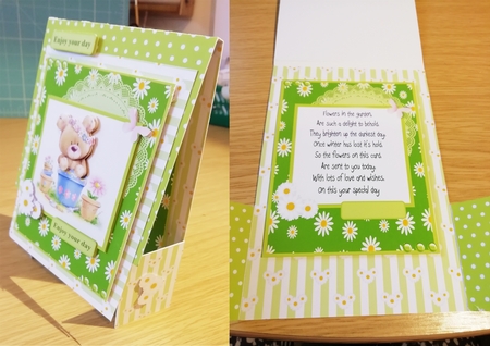 Birthday card with bear and flowers by Stephanie Bardelli