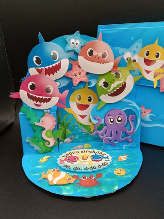 Baby Shark Pop-up Arch Card & Box Envelope by Stephanie Bardelli