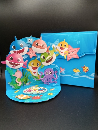 Baby Shark Pop-up Arch Card & Box Envelope by Stephanie Bardelli