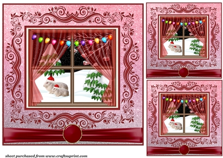 Window View Sheer Curtain Poinsettias-Christmas Time by Creative Crafts