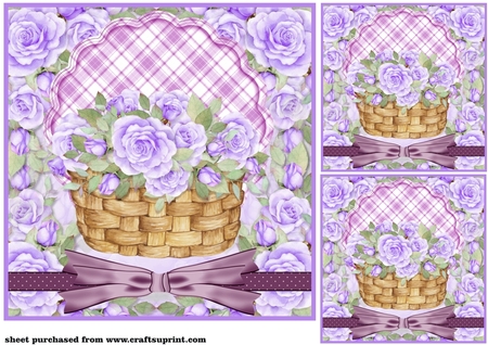 Lilac Watercolour Rose Vignette Basket and Papers by Creative Crafts