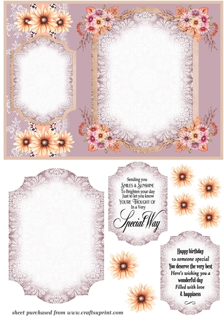 Soft Peony Large Lace Border A4 Digital paper by Creative Crafts