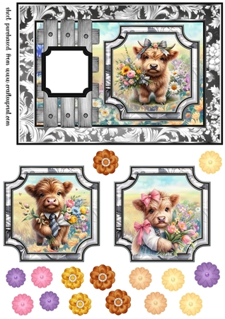 5x5 Grey Flower Frames - x6 PNG by Creative Crafts