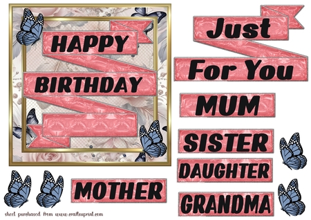 6x6 Pink & White Floral Butterfly Frames/Mats 1-6 in PNG by Creative Crafts