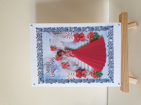 Stairway to Christmas 1 - 7x5 inch card front with decoupage by Susan Coates