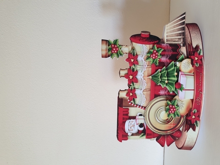 Christmas Gift Train with Little Red Poinsettias by Susan Coates
