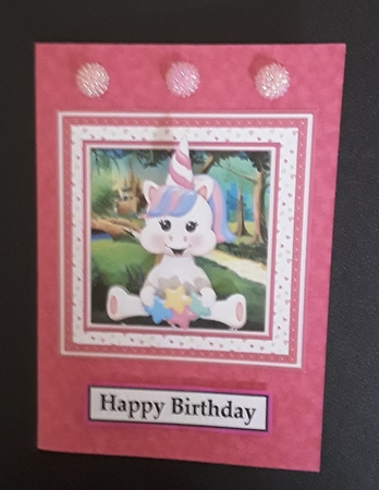UNICORN WOBBLY HEAD CARD 7.5 Decoupage & Insert Kit by Sue Cooper