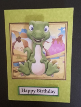 DINOSAUR WOBBLY HEAD CARD 7.5 Decoupage & Insert Mini Kit Featured Gallery Photo