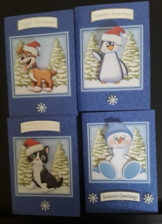 CHRISTMAS WOBBLY HEAD CARDS 7.5 Decoupage & Inserts Bumper Kit by Sue Cooper