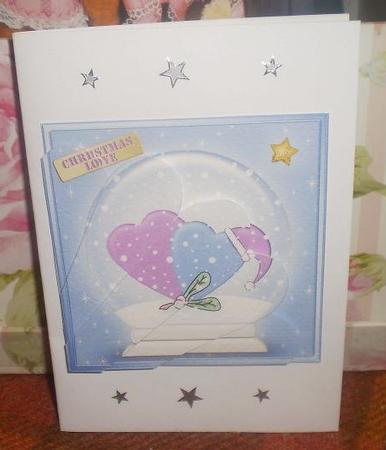 Xmas Love Snowglobe Fan Pyramage Topper by Sue Cooper