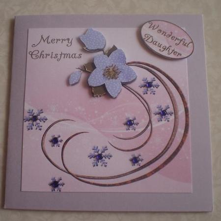 Pink Christmas Rose Swirl Daughter Son in Law by Sue Cooper