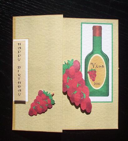 Bottle of Wine and Grapes - Double Fold Back by Sue Holt