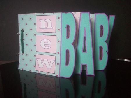 New Baby Word-stack Card in Pink & Aqua by Sue Holt
