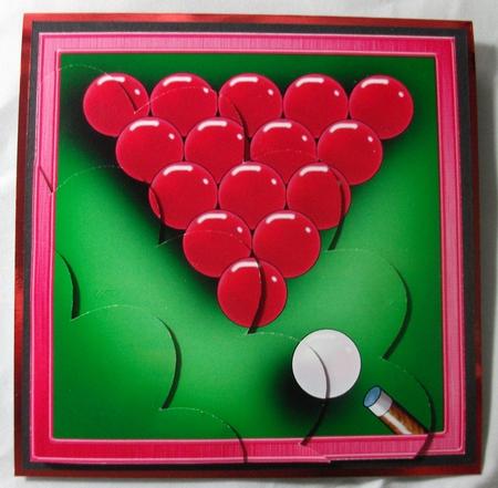 Snooker Quick Card with Shell Edged Corner Side Stacker by Sue Needham