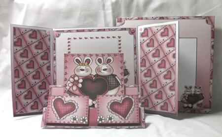 Gatefold Step Card - Bunnies in Love by Sue Needham