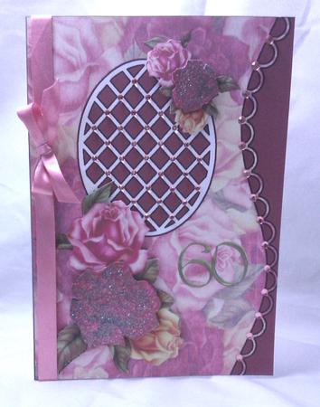 Scalloped S Edged Card - Rose Medley "60" by Sue Needham