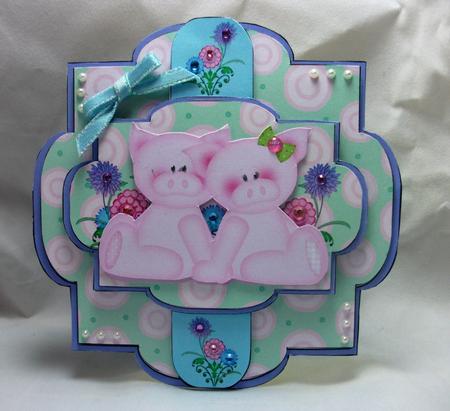 Shaped Layered Card - Hogs'n'kisses by Sue Needham