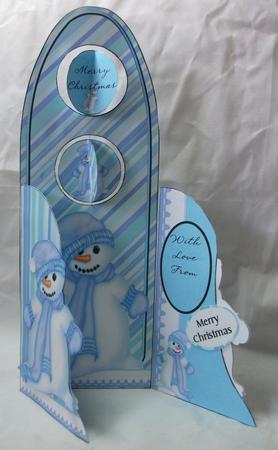 Tall Wing Card - Snowman in Blue by Sue Needham