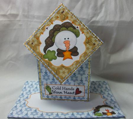 Stubby Diamond Top Card - Carrot Nose Snowman by Sue Needham